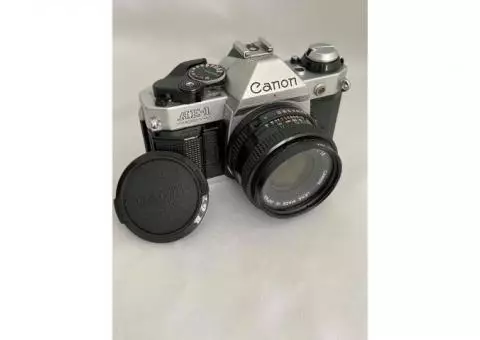 Canon AE-1 Program SLR Film Camera w/ 3 lenses & accessories